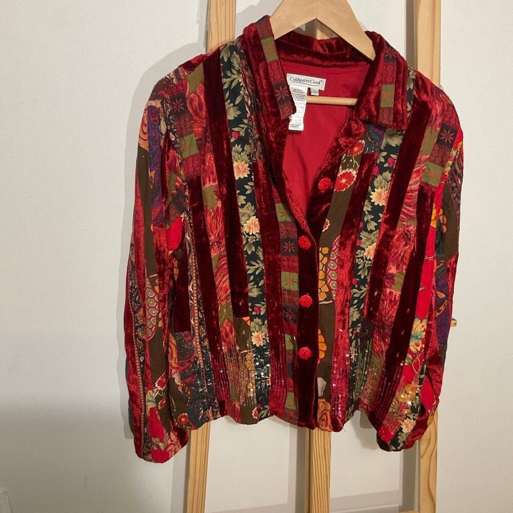 Vintage Coldwater Creek Velvet patchwork jacket size large